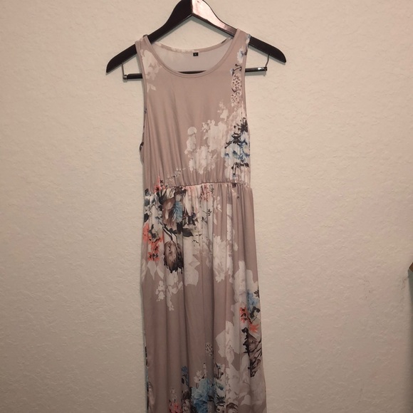 Floral Maxi Dress Sand Color - Picture 1 of 2